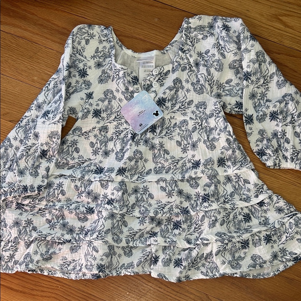 Frozen Kids Dress in Blue and White